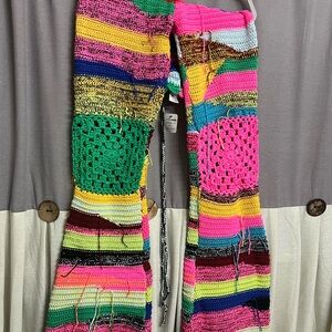 Bright fun Colorful Crochet pants, Women’s Medium, Fashion Nova